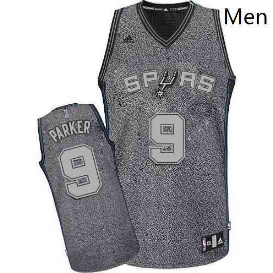 Mens Adidas San Antonio Spurs 9 Tony Parker Swingman Grey Static Fashion NBA Jersey